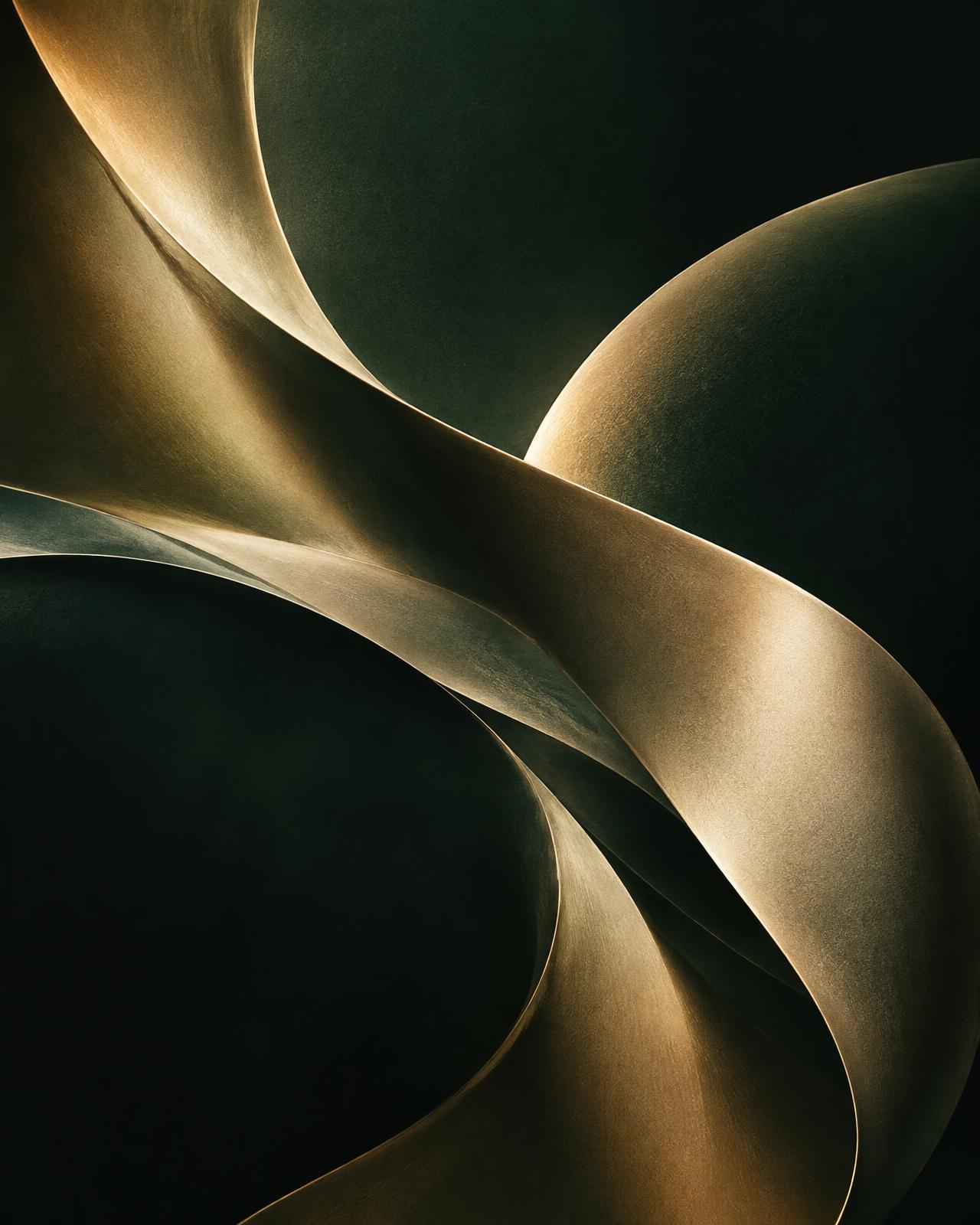 Abstract champagne and forest green editorial composition